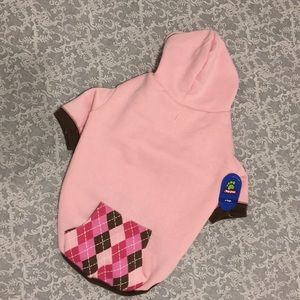 NWT Pink Fleece Argyle Hoodie Pet Sweater XL